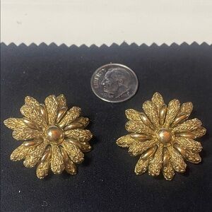 Monet Golden Textured Floral Earrings